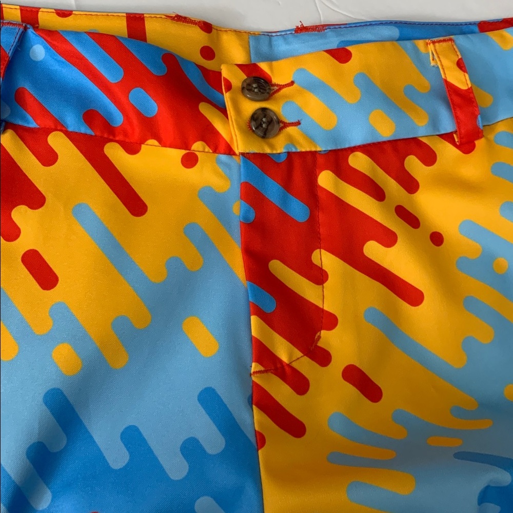 Loudmouth Golf Dance Floor Ladies Red and Yellow Patterned Pants Sz 18 - Picture 7 of 16